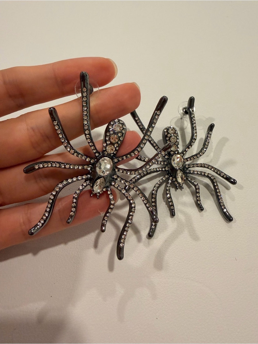Black Spider Crystal Statement Earrings - Picture 3 of 6